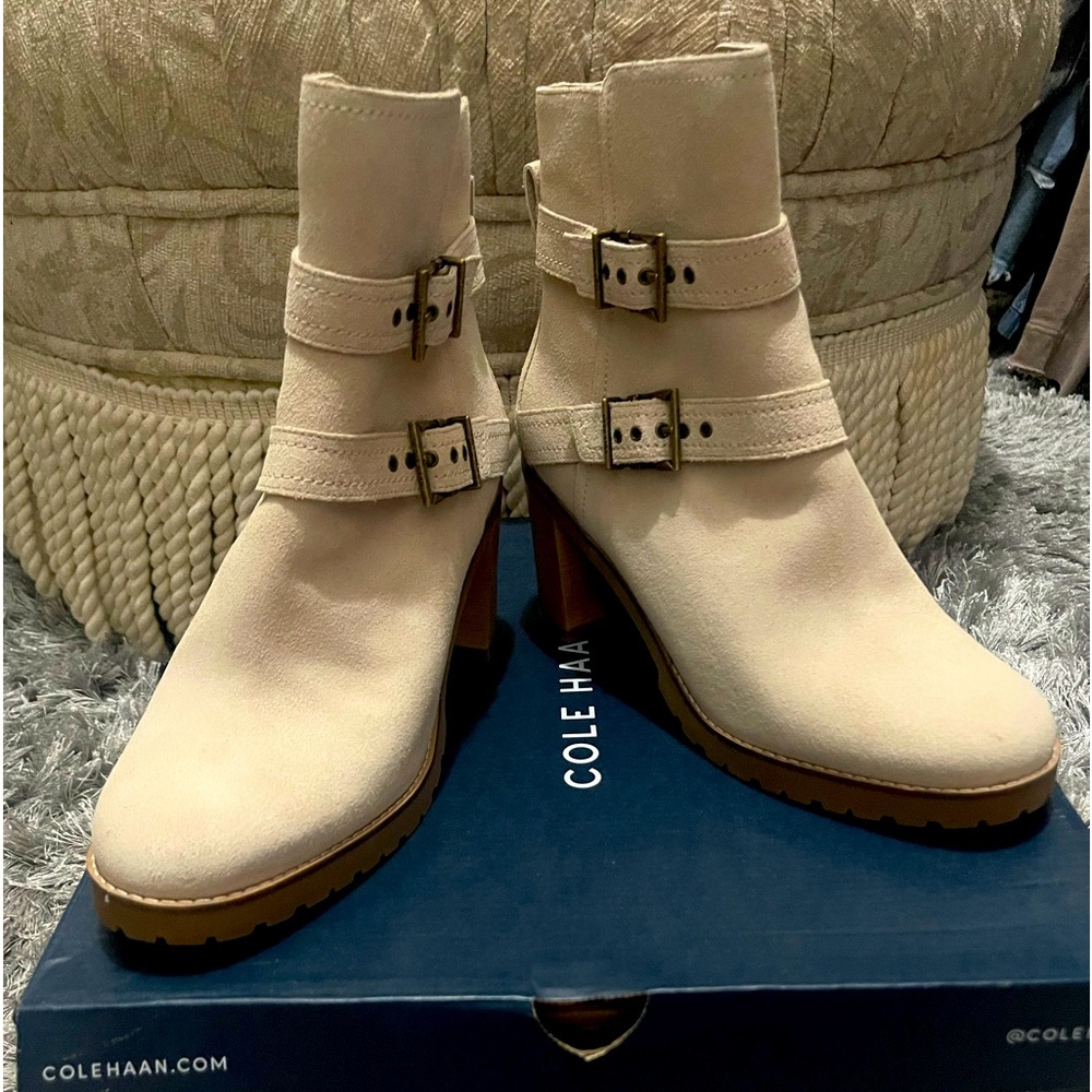 Cole Haan  cream suede boots, never worn